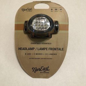 NorEast Outdoors LED Headlamp Orange 8 LED Lights 3 Modes 22 Lumens